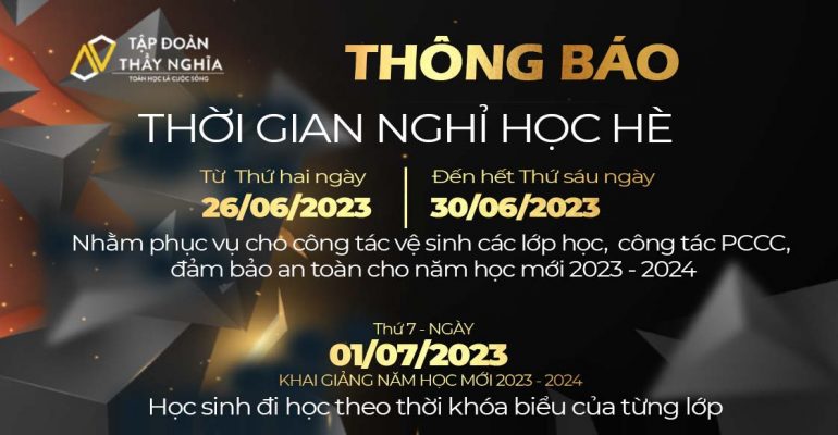 lịch nghỉ học hè 2023