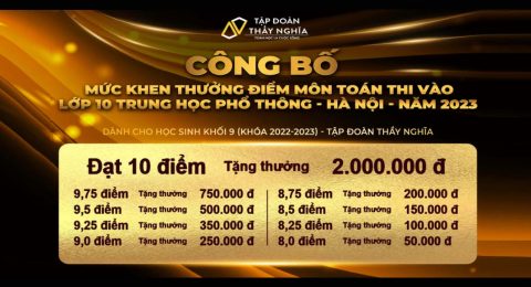 công bố thưởng điểm vào 10