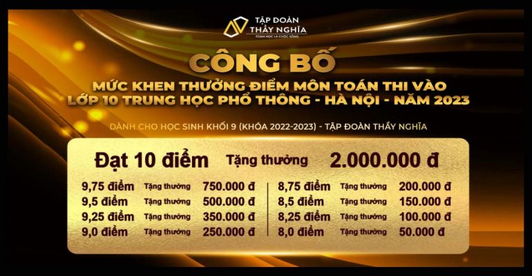 công bố thưởng điểm vào 10